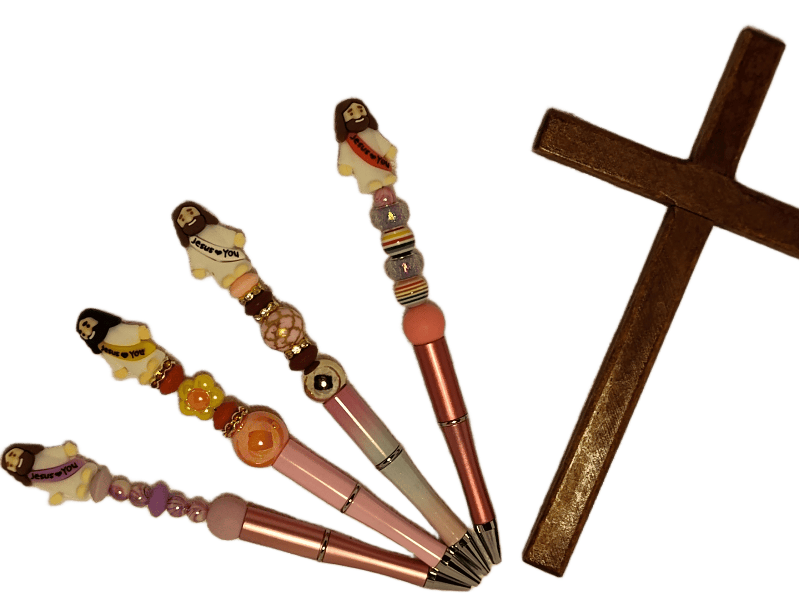Faith Ink Pen: Multi Color Pink with Red White Purple Yellow Jesus 1 Faith Ink Pen: Multi Color Pink with Red White Purple Yellow Jesus